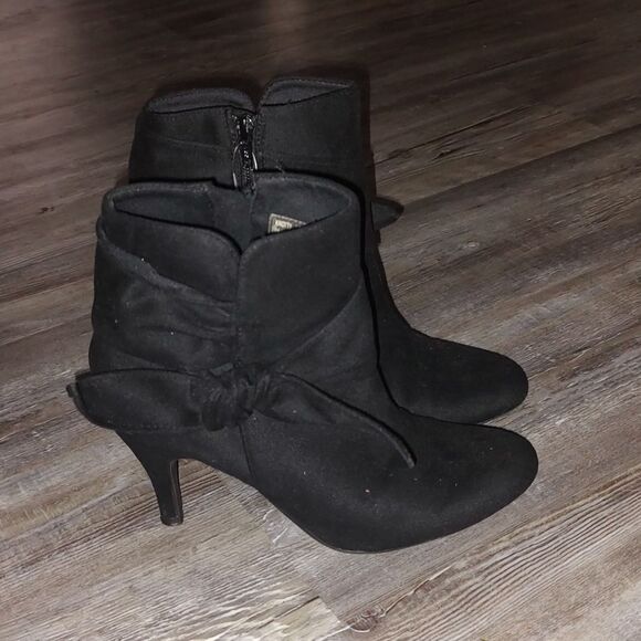 Metro 7 Knotty black side zipper black heeled ankle boot Sz 8 EUC - Picture 5 of 8